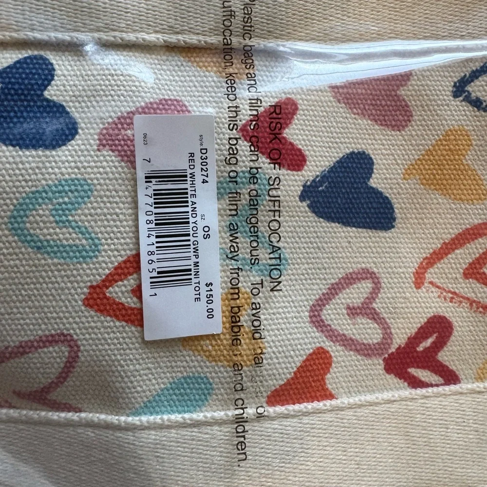 Red White and You “LOVE” Canvas Tote Bag – Colorful Heart Print NWT $150 Retail
